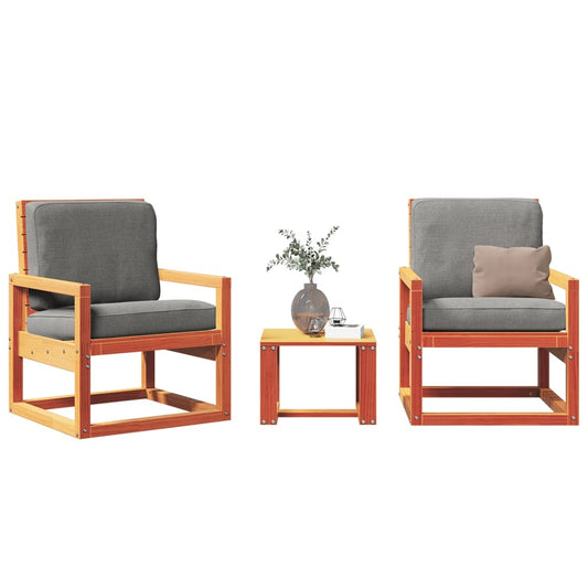 Garden Lounge Set | Wax brown | Solid pine wood | 3 Piece Set | Durable