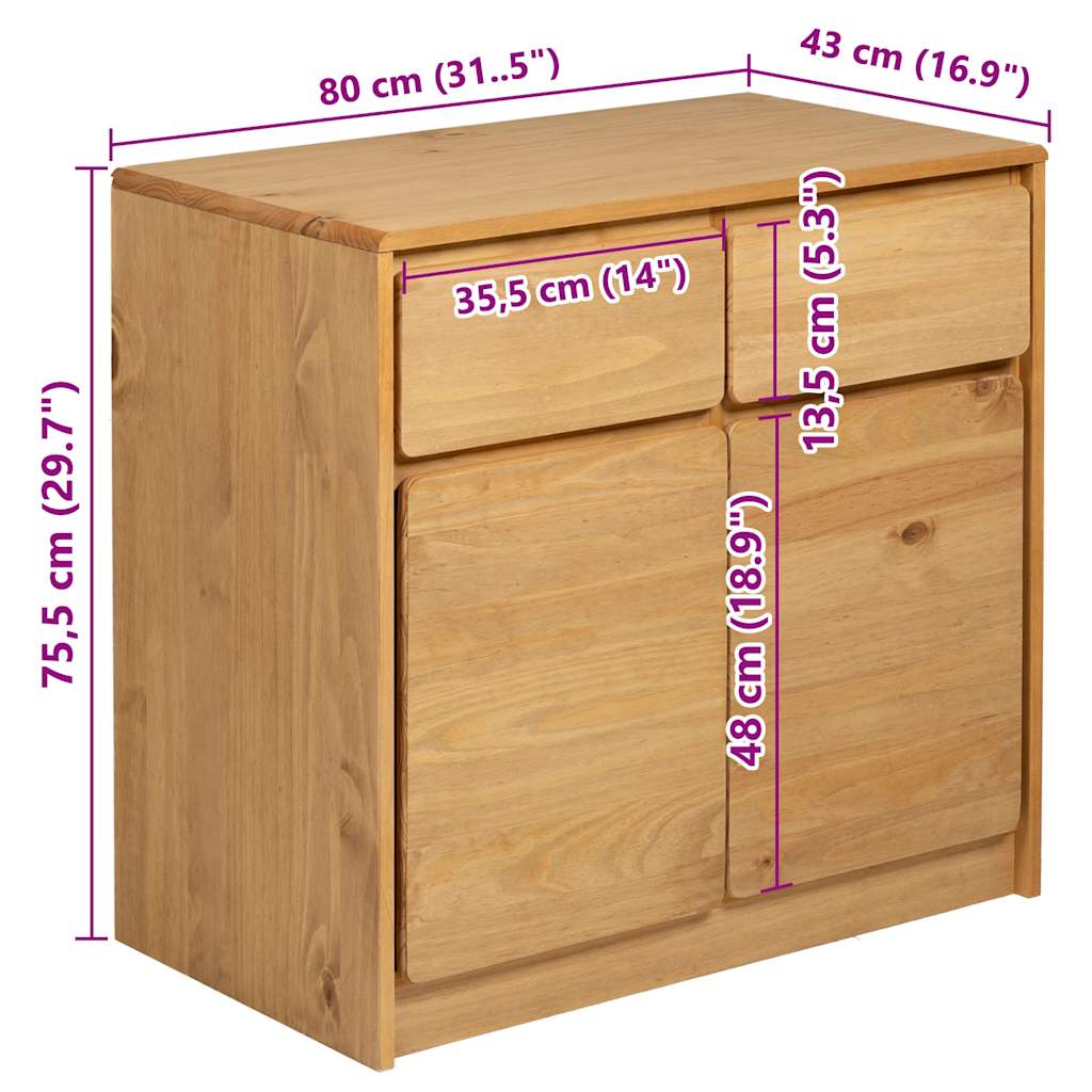 Sideboard SAUDA Oak 80x43x75.5 cm Solid Wood Pine