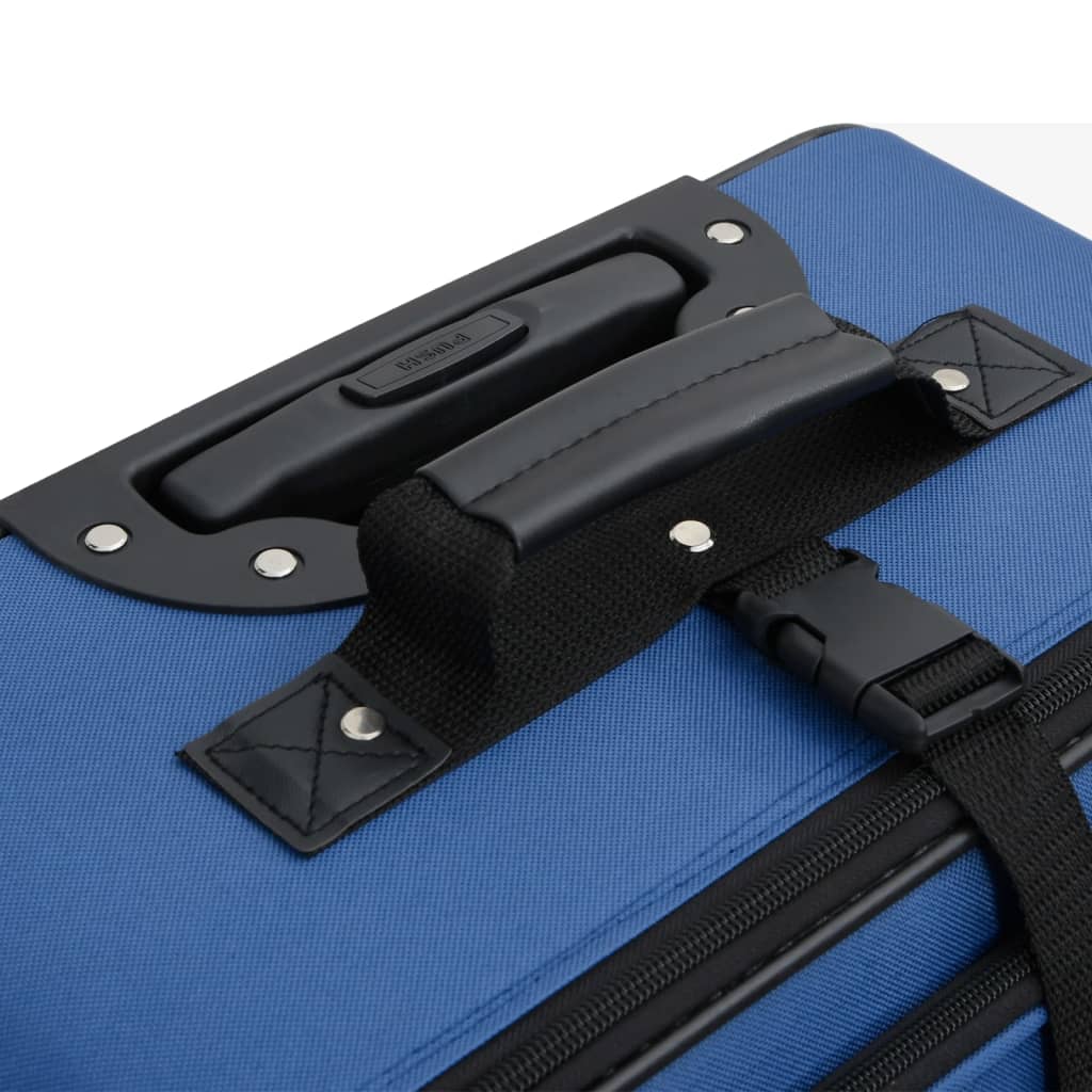 5 Piece Travel Luggage Set Blue Fabric 5 pcs Blue