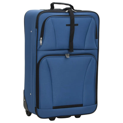 5 Piece Travel Luggage Set Blue Fabric 5 pcs Blue