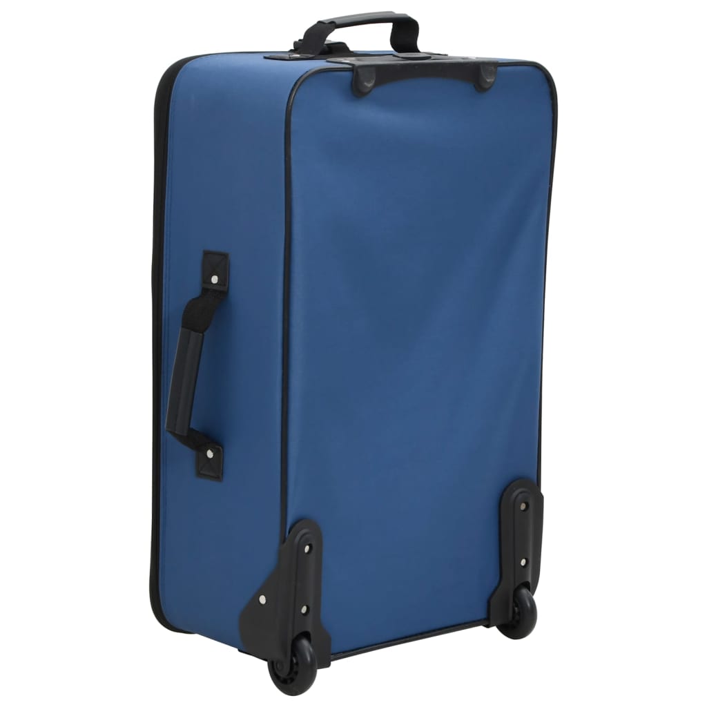 5 Piece Travel Luggage Set Blue Fabric 5 pcs Blue