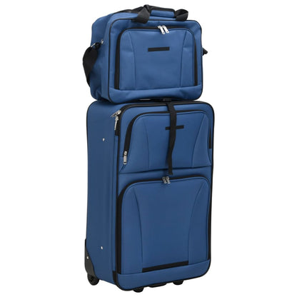5 Piece Travel Luggage Set Blue Fabric 5 pcs Blue