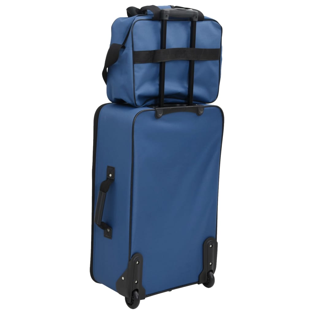 5 Piece Travel Luggage Set Blue Fabric 5 pcs Blue