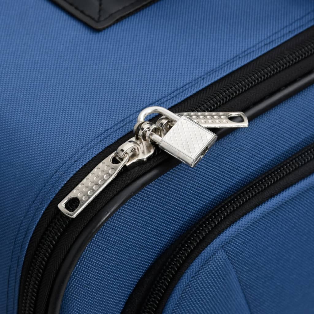 5 Piece Travel Luggage Set Blue Fabric 5 pcs Blue