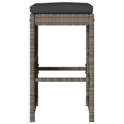 Garden Bar Stools with Cushions 6 pcs Grey Poly Rattan