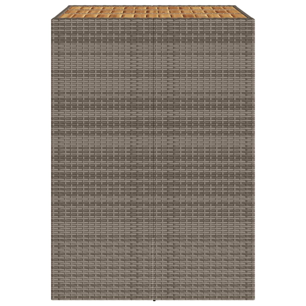 Garden Bar Table with Acacia Wood Top Grey 105x80x110 cm Poly Rattan