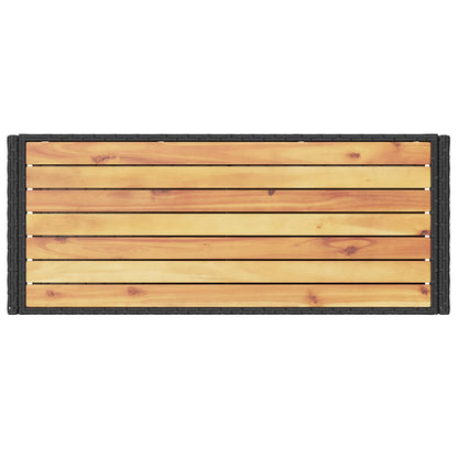 Bar Cart 3-Tier Black Poly Rattan and Solid Wood Acacia