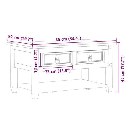 Coffee Table with Drawers "Corona" 85x50x45 cm Solid Wood Pine