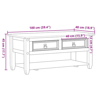 Coffee Table with Drawers "Corona" 100x48x45 cm Solid Wood Pine