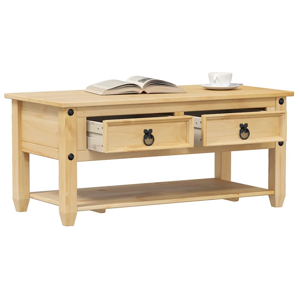 Coffee Table with Drawers "Corona" 100x48x45 cm Solid Wood Pine