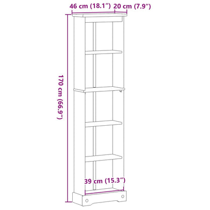 Bookcase Corona 46x20x170 cm Solid Wood Pine