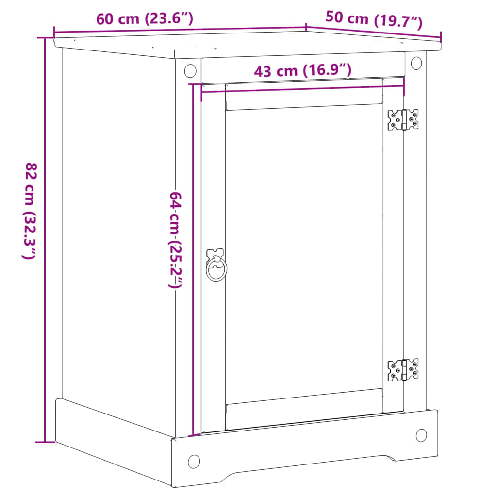 HiFi Cabinet "Corona" 60x50x82 cm Solid Wood Pine