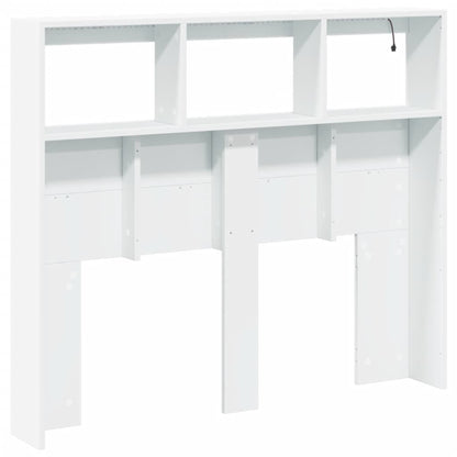 Headboard Cabinet with LED White 120x17x102 cm