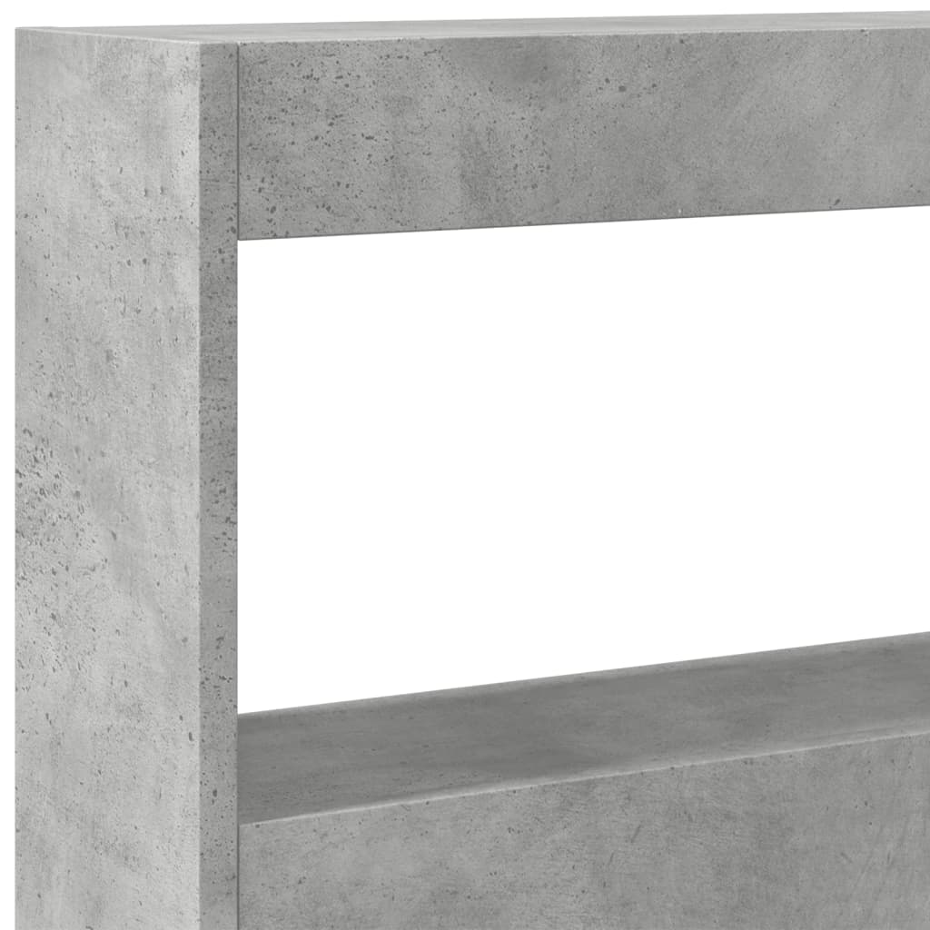 Headboard Cabinet with LED Concrete Grey 160x17x102 cm