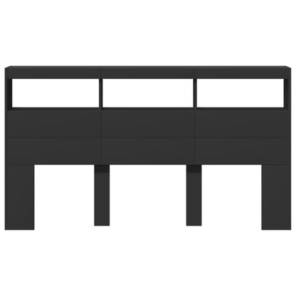 Headboard Cabinet | Black | Engineered wood | 180x17x102 cm