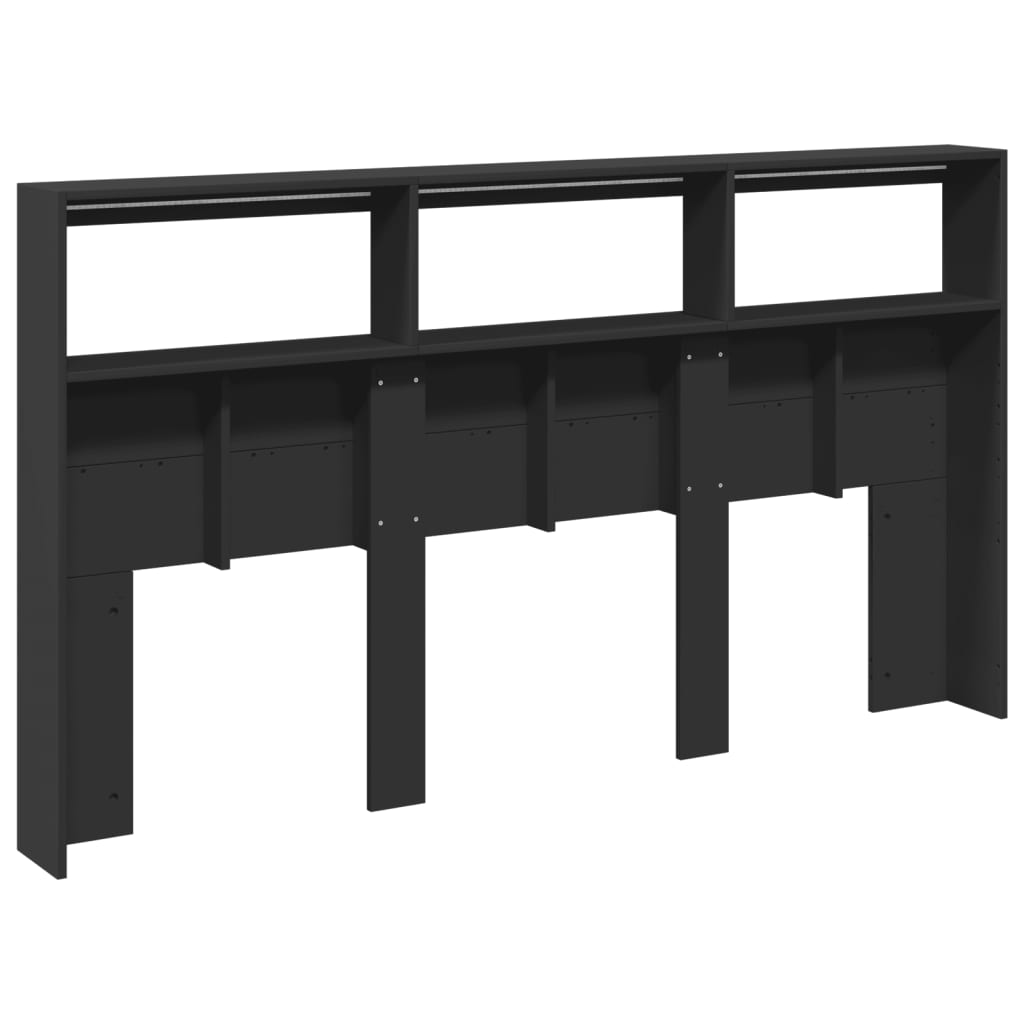 Headboard Cabinet | Black | Engineered wood | 180x17x102 cm