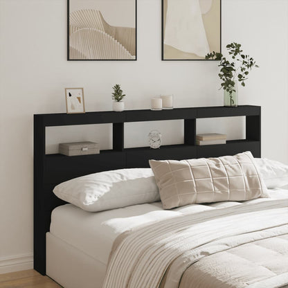 Headboard Cabinet | Black | Engineered wood | 180x17x102 cm