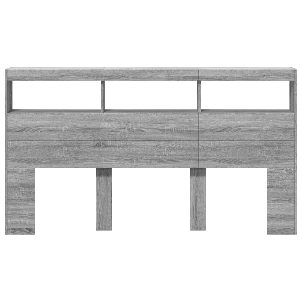 Headboard Cabinet with LED Grey Sonoma 180x17x102 cm