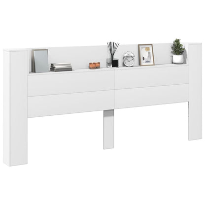 Headboard Cabinet with LED White 220x16,5x103,5 cm