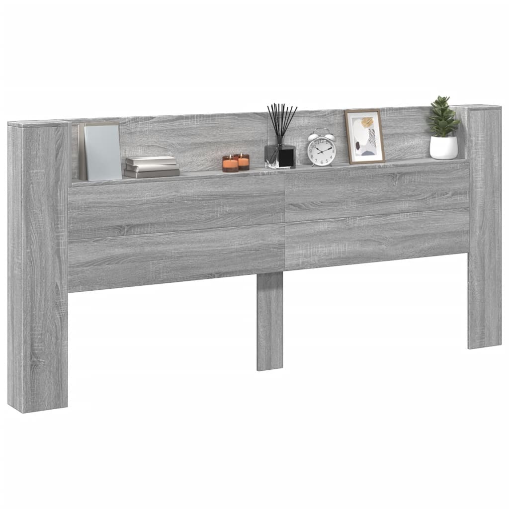 Headboard Cabinet with LED Grey Sonoma 220x16,5x103,5 cm
