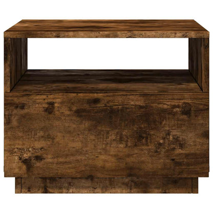 Coffee Table with LED Lights Smoked Oak 50x49x40 cm