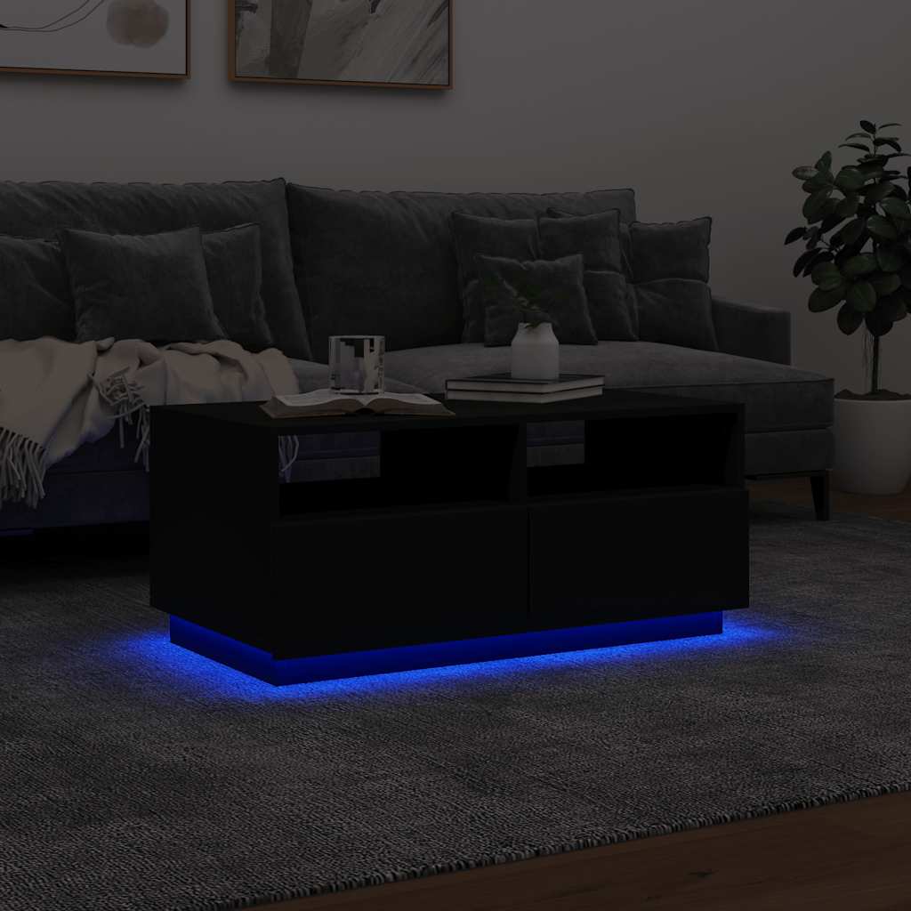 Coffee Table | Black | Engineered wood | 90 cm x 49 cm x 40 cm