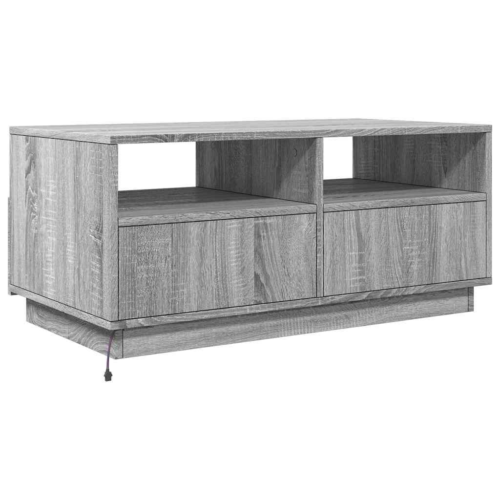 Coffee Table with LED Lights Grey Sonoma 90x49x40 cm