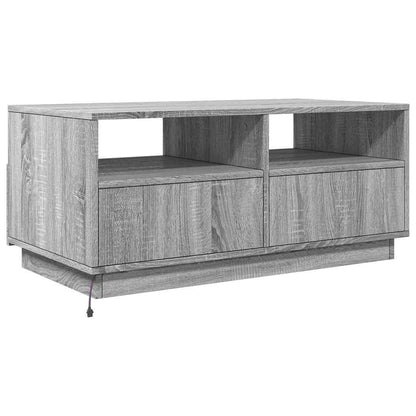 Coffee Table with LED Lights Grey Sonoma 90x49x40 cm