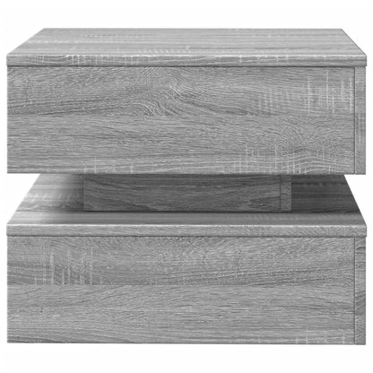 Coffee Table with LED Lights Grey Sonoma 50x50x40 cm