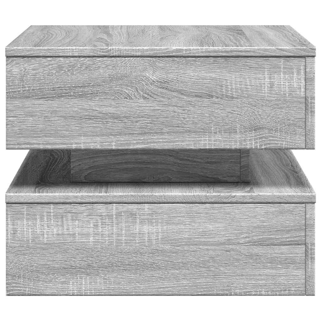 Coffee Table with LED Lights Grey Sonoma 50x50x40 cm
