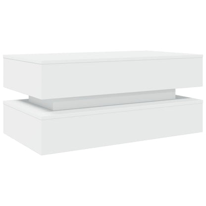 Coffee Table with LED Lights White 90x50x40 cm