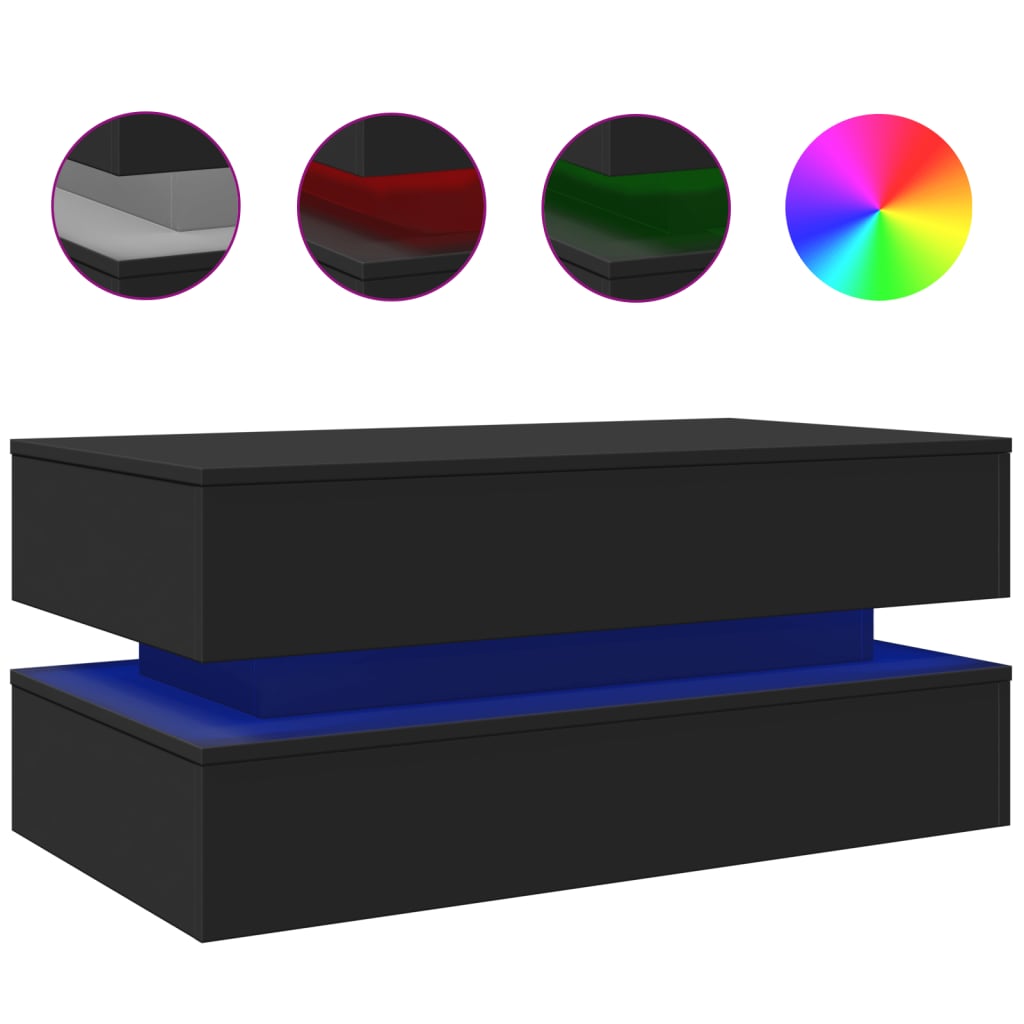 Coffee Table | Black | Engineered wood | 90x50x40 cm | Coffee Table