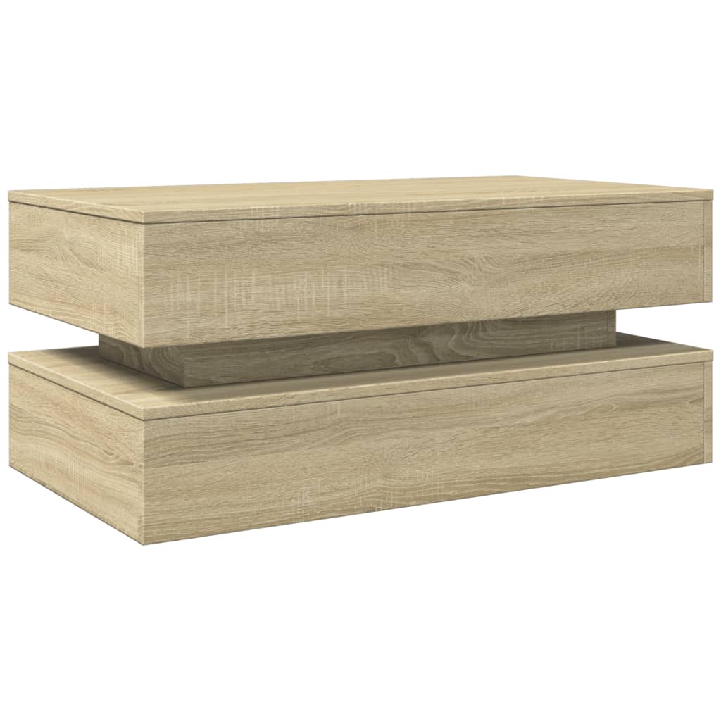 Coffee Table with LED Lights Sonoma Oak 90x50x40 cm