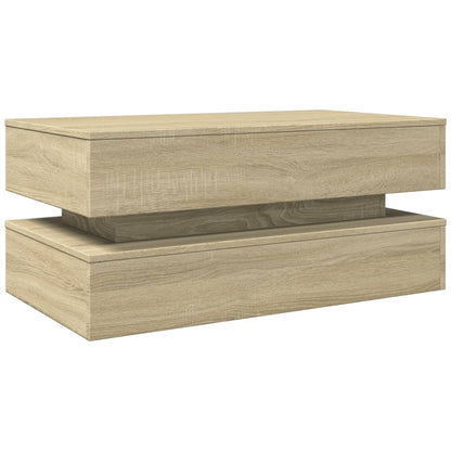 Coffee Table with LED Lights Sonoma Oak 90x50x40 cm
