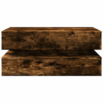 Coffee Table with LED Lights Smoked Oak 90x50x40 cm