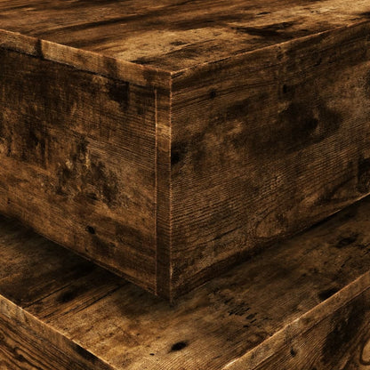 Coffee Table with LED Lights Smoked Oak 90x50x40 cm