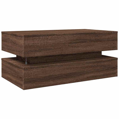 Coffee Table with LED Lights Brown Oak 90x50x40 cm