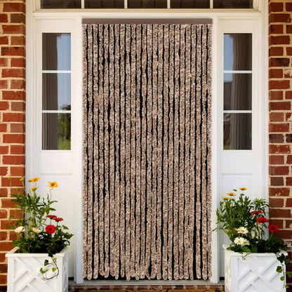 Fly Curtain Beige and Dark Brown 100x230 cm Chenille