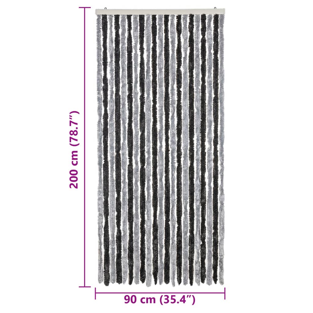 Fly Curtain Grey and Black 90x200 cm Chenille
