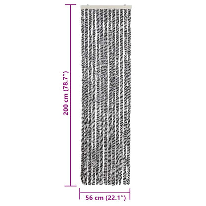 Fly Curtain Grey and Black and White 56x200 cm Chenille