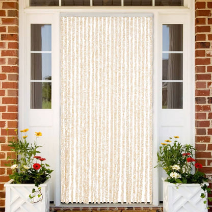 Fly Curtain Beige and White 100x200 cm Chenille