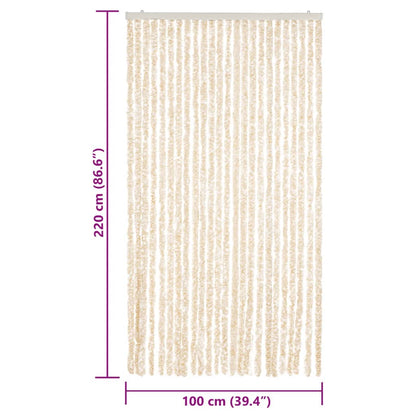 Fly Curtain Beige and White 100x220 cm Chenille