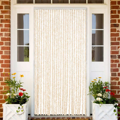 Fly Curtain Beige and White 100x230 cm Chenille