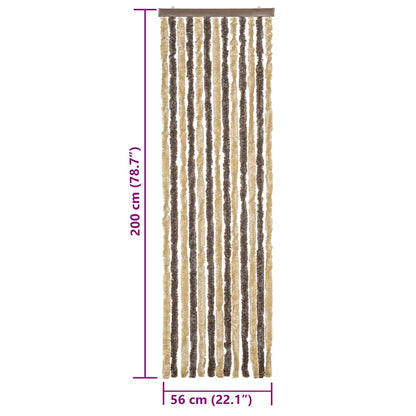 Fly Curtain Dark Brown and Beige 56x200 cm Chenille