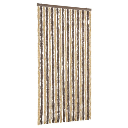 Fly Curtain Dark Brown and Beige 90x220 cm Chenille