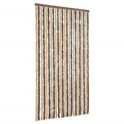 Fly Curtain Dark Brown and Beige 100x200 cm Chenille