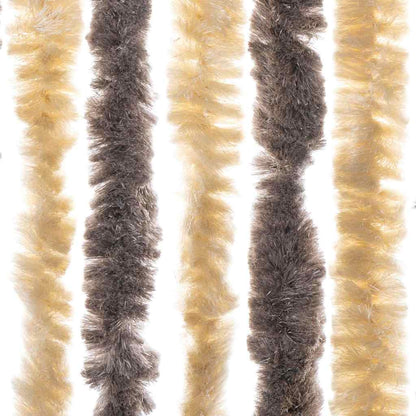 Fly Curtain Dark Brown and Beige 100x220 cm Chenille