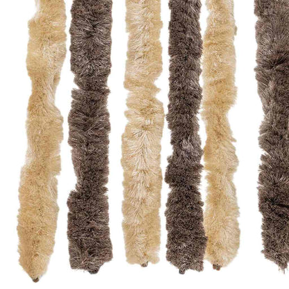 Fly Curtain Dark Brown and Beige 100x220 cm Chenille