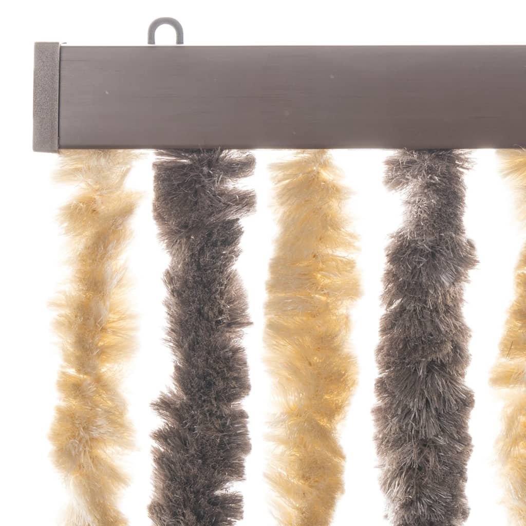 Fly Curtain Dark Brown and Beige 100x230 cm Chenille