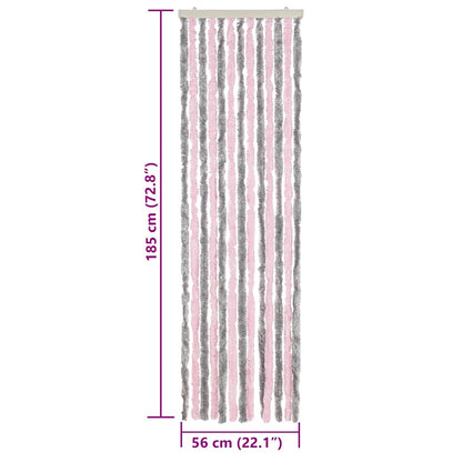 Fly Curtain Silver Grey and Pink 56x185 cm Chenille